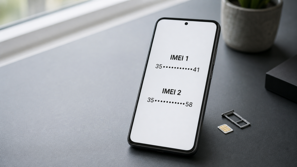 Phone displaying two IMEI numbers