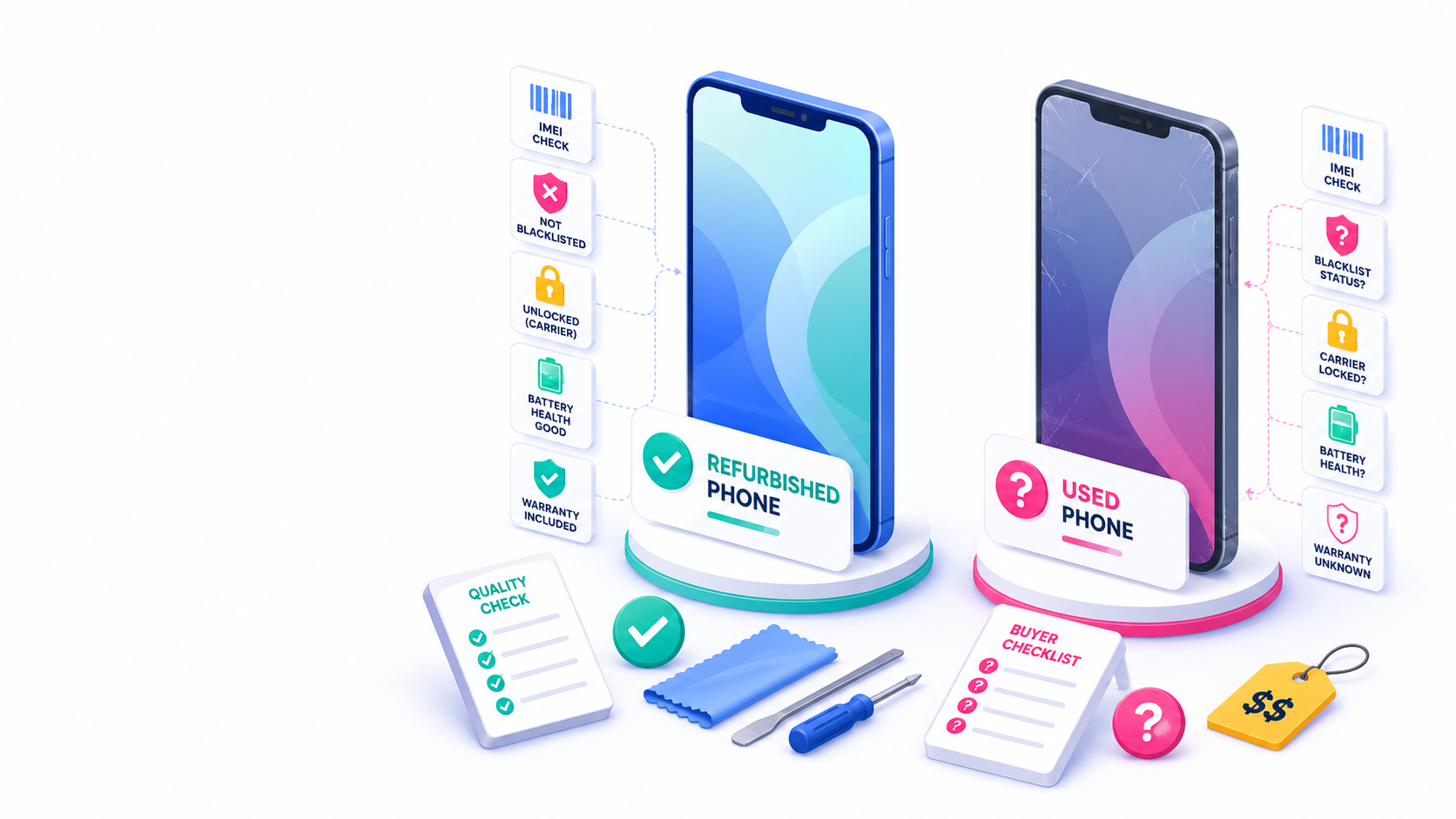 Refurbished phone compared with used phone before buying